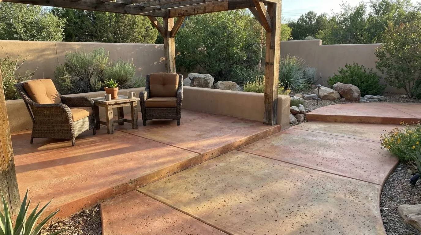 Integrally colored concrete patio in Madison, AL