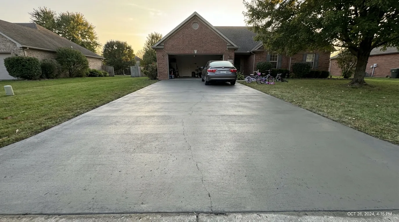 Finished custom concrete driveway in Madison, AL