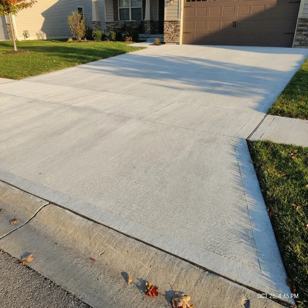 Freshly poured residential concrete driveway at a home in Madison, AL
